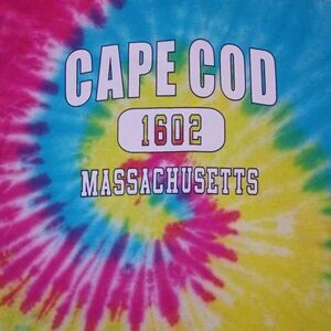 Sharky's Beach Shop Cape Cod Long Sleeved  Tie Dyed Tshirt Size XL 100% Cotton